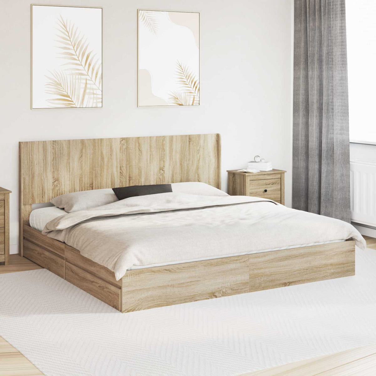 vidaXL Bed Frame with Storage and Headboard Sonoma Oak 180 x 200 cm 1