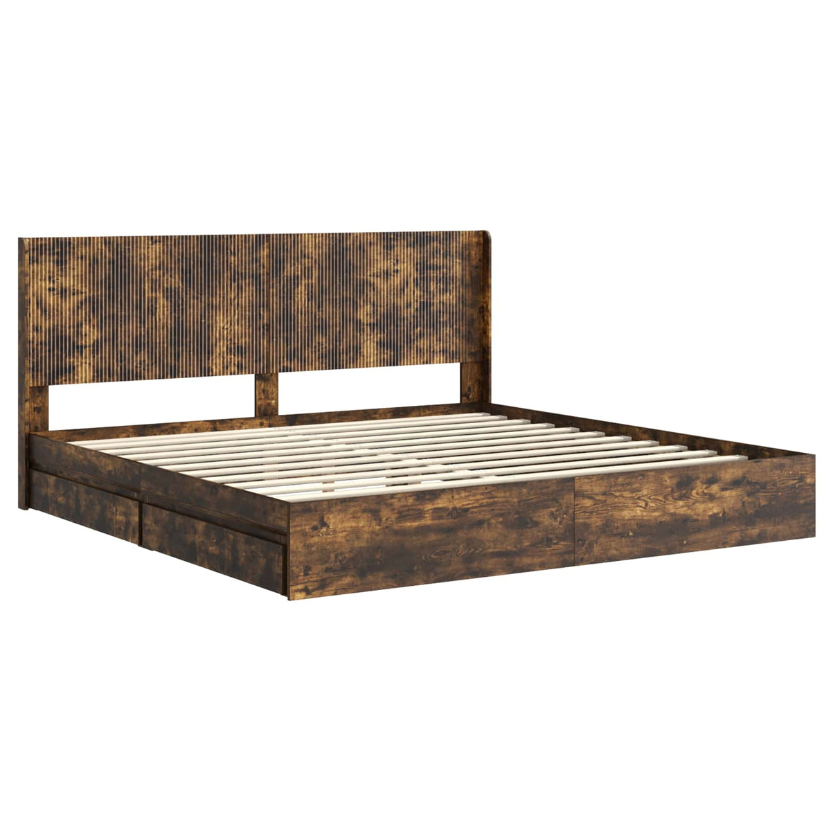 vidaXL Bed Frame with Storage and Headboard Smoked Oak 180 x 200 cm 4