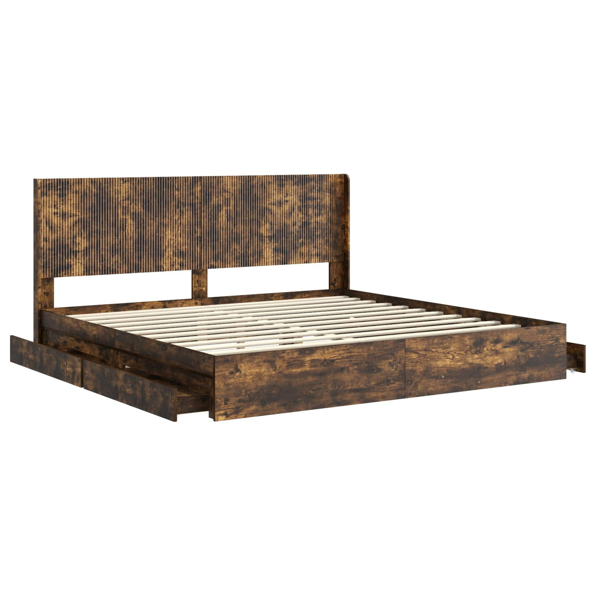vidaXL Bed Frame with Storage and Headboard Smoked Oak 180 x 200 cm 5