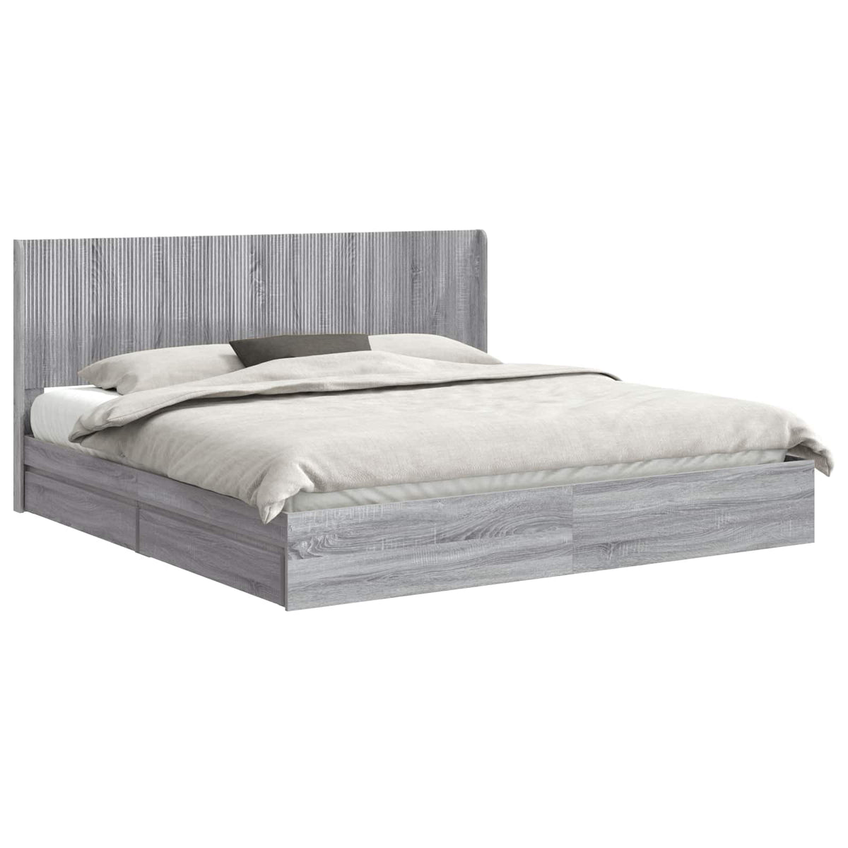 vidaXL Bed Frame with Storage and Headboard Grey Sonoma 180 x 200 cm 2