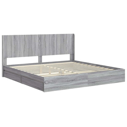 vidaXL Bed Frame with Storage and Headboard Grey Sonoma 180 x 200 cm 4