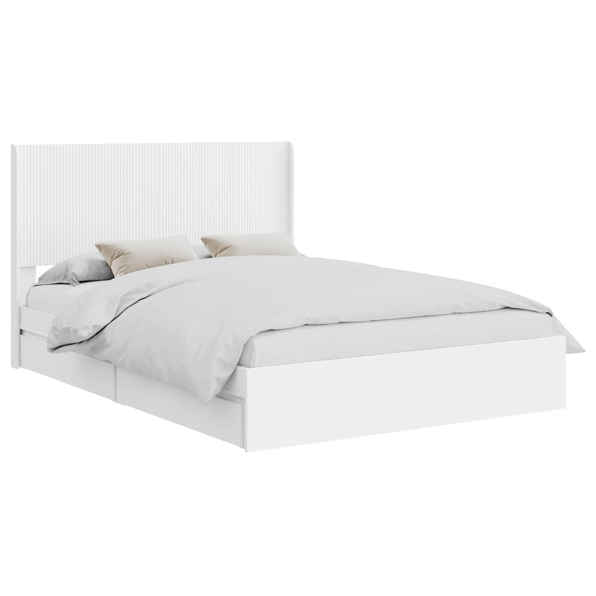 vidaXL Bed Frame with Storage and Headboard White 160 x 200 cm 2