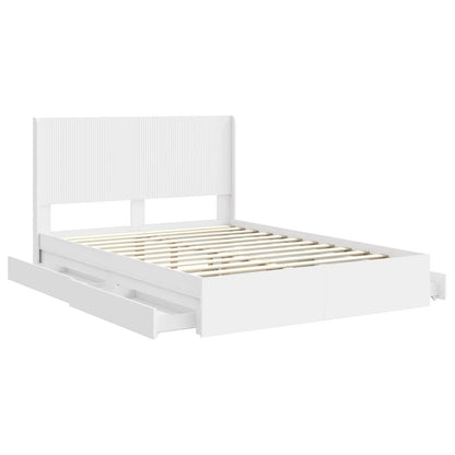 vidaXL Bed Frame with Storage and Headboard White 160 x 200 cm 5