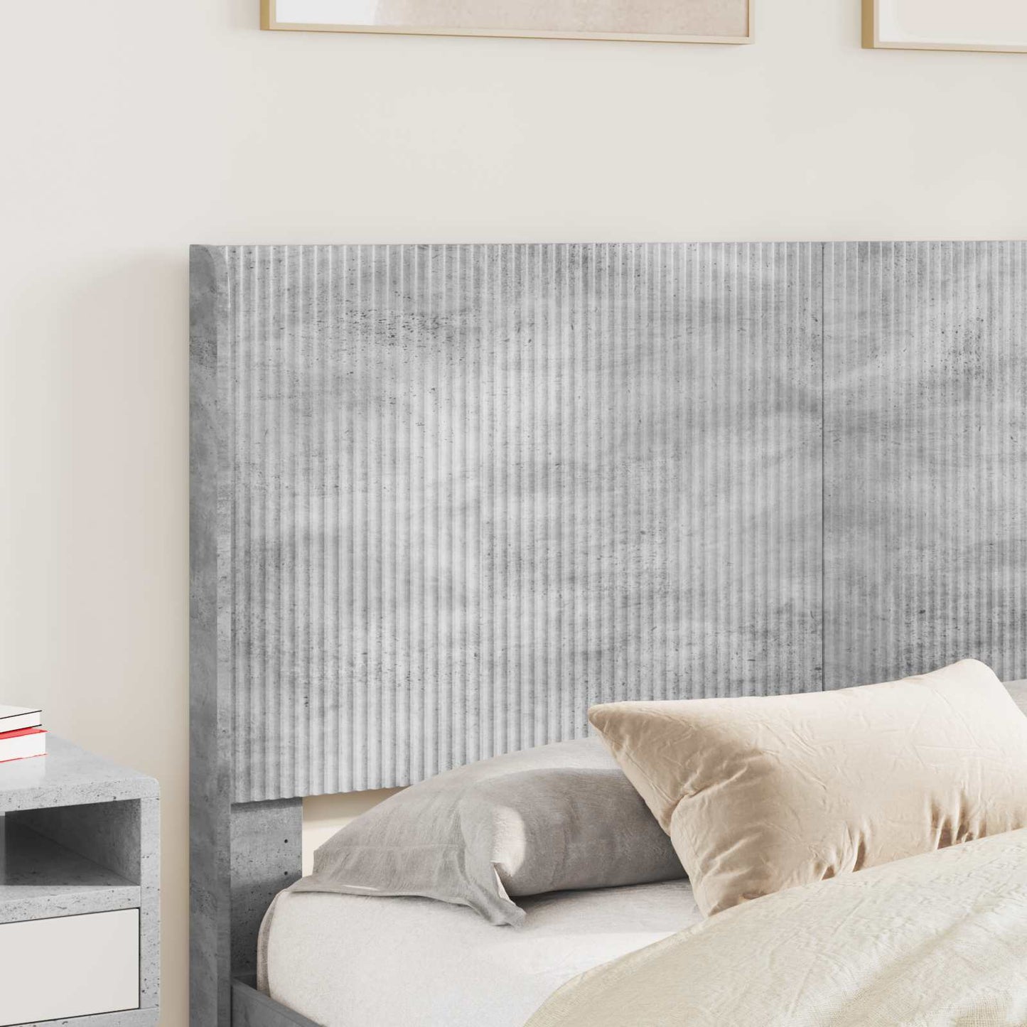 vidaXL Bed Frame with Storage and Headboard Concrete Grey 150 x 200 cm 3