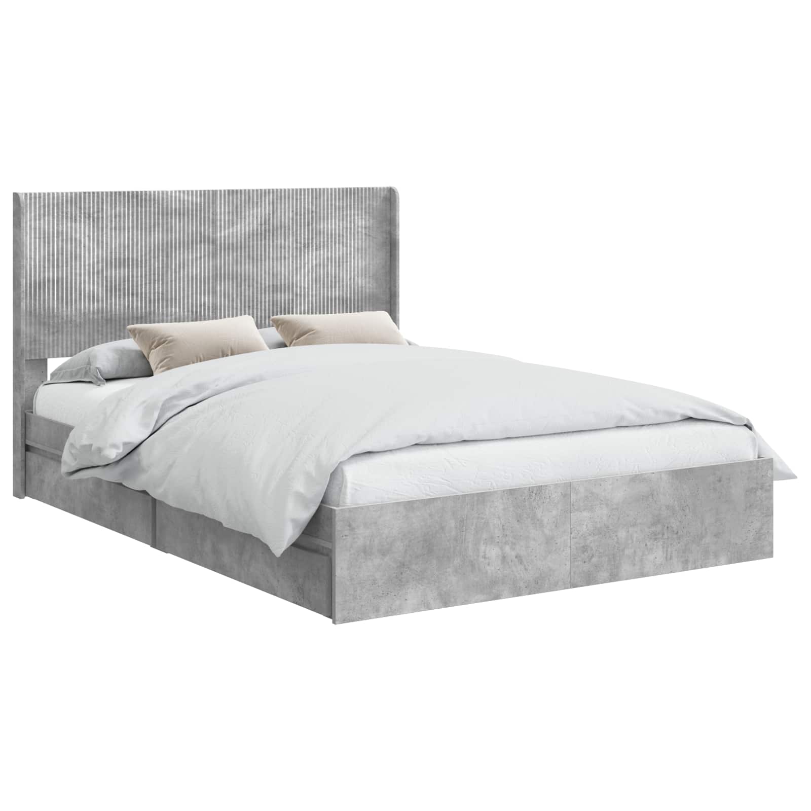 vidaXL Bed Frame with Storage and Headboard Concrete Grey 150 x 200 cm 2