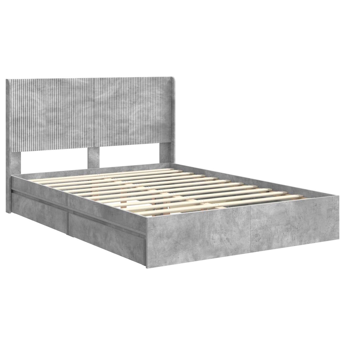 vidaXL Bed Frame with Storage and Headboard Concrete Grey 150 x 200 cm 4