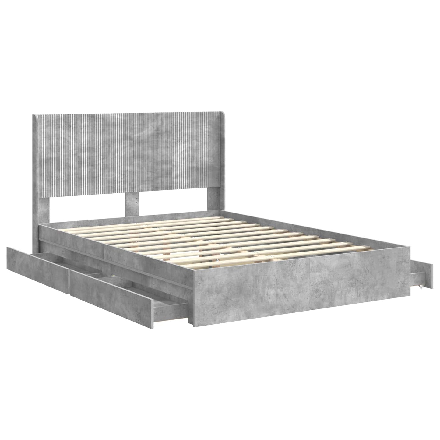 vidaXL Bed Frame with Storage and Headboard Concrete Grey 150 x 200 cm 5