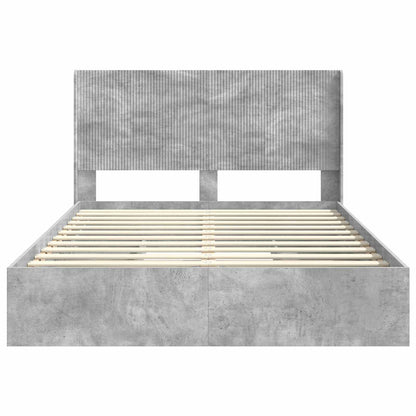 vidaXL Bed Frame with Storage and Headboard Concrete Grey 150 x 200 cm 6