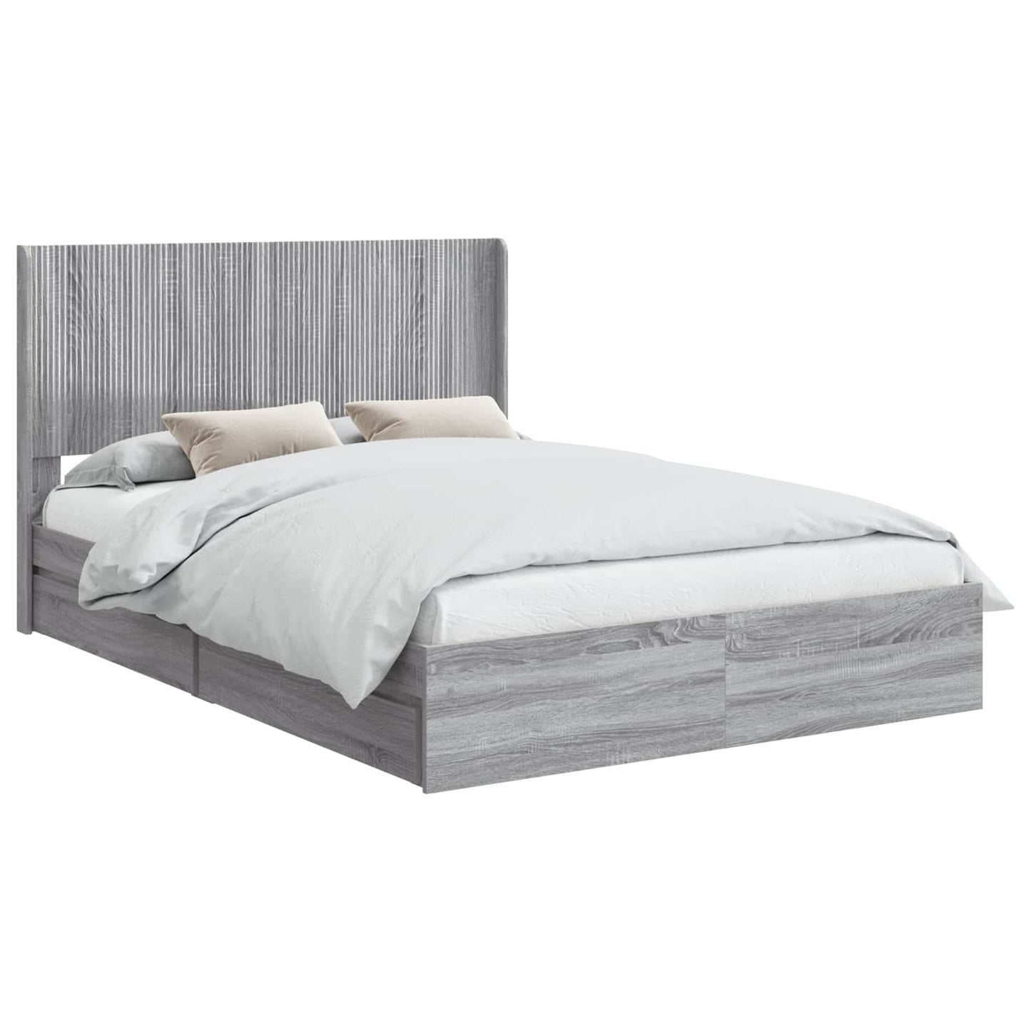 vidaXL Bed Frame with Storage and Headboard Grey Sonoma 150 x 200 cm 2