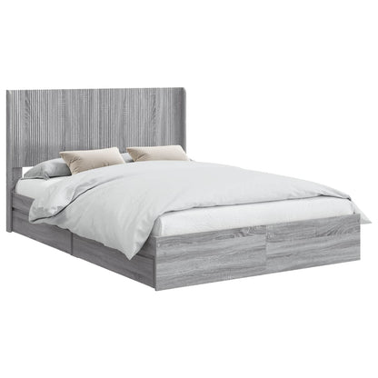 vidaXL Bed Frame with Storage and Headboard Grey Sonoma 150 x 200 cm 2