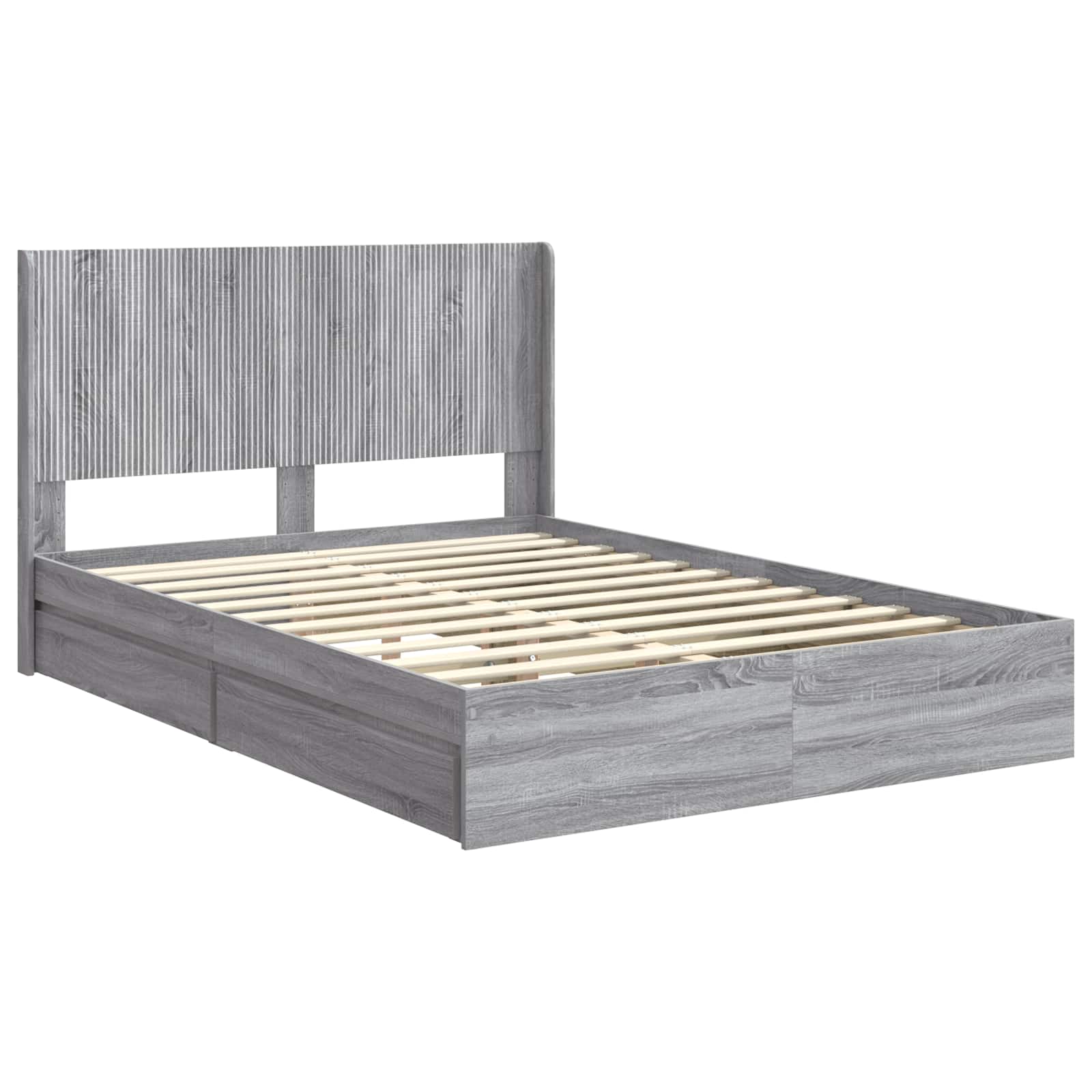 vidaXL Bed Frame with Storage and Headboard Grey Sonoma 150 x 200 cm 4