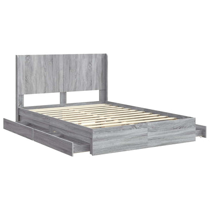 vidaXL Bed Frame with Storage and Headboard Grey Sonoma 150 x 200 cm 5