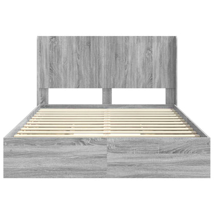 vidaXL Bed Frame with Storage and Headboard Grey Sonoma 150 x 200 cm 6