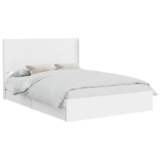 Bed Frame with Storage and Headboard Length 200 cm White 140 cm