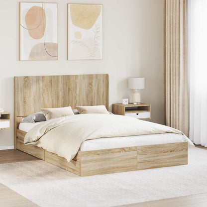 vidaXL Bed Frame with Storage and Headboard 2 pcs Engineered Wood 1