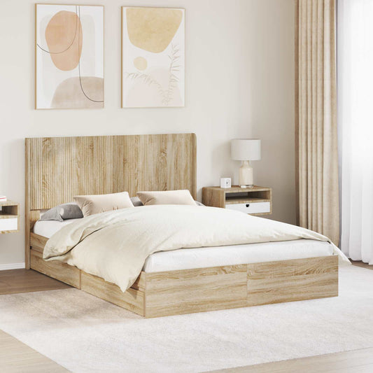 vidaXL Bed Frame with Storage and Headboard 2 pcs Engineered Wood 1