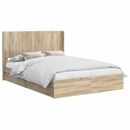 vidaXL Bed Frame with Storage and Headboard 2 pcs Engineered Wood 2