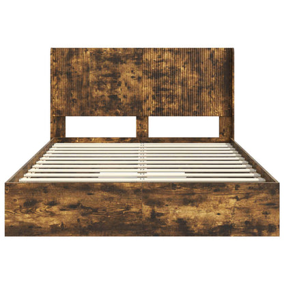vidaXL Bed Frame with Storage and Headboard Smoked Oak 135 x 190 cm 6