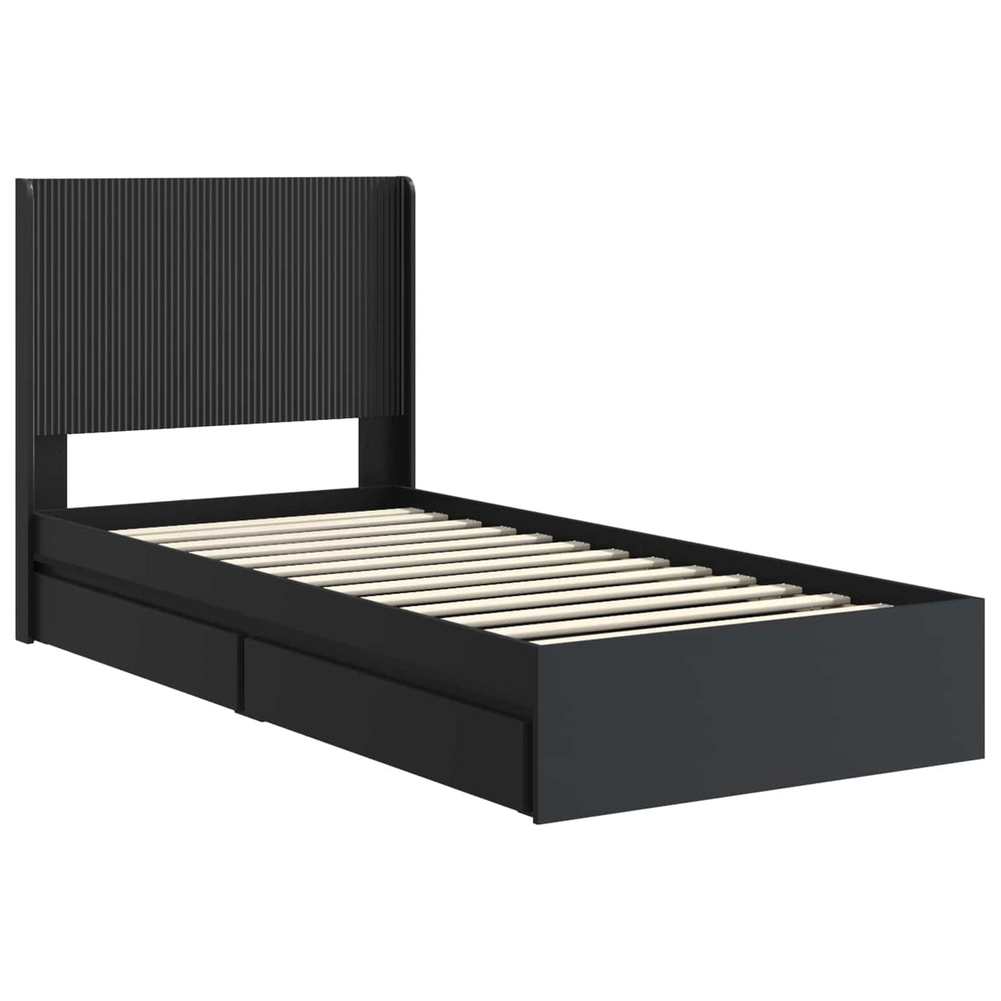 vidaXL Bed Frame with Storage and Headboard Black 90 x 190 cm 4
