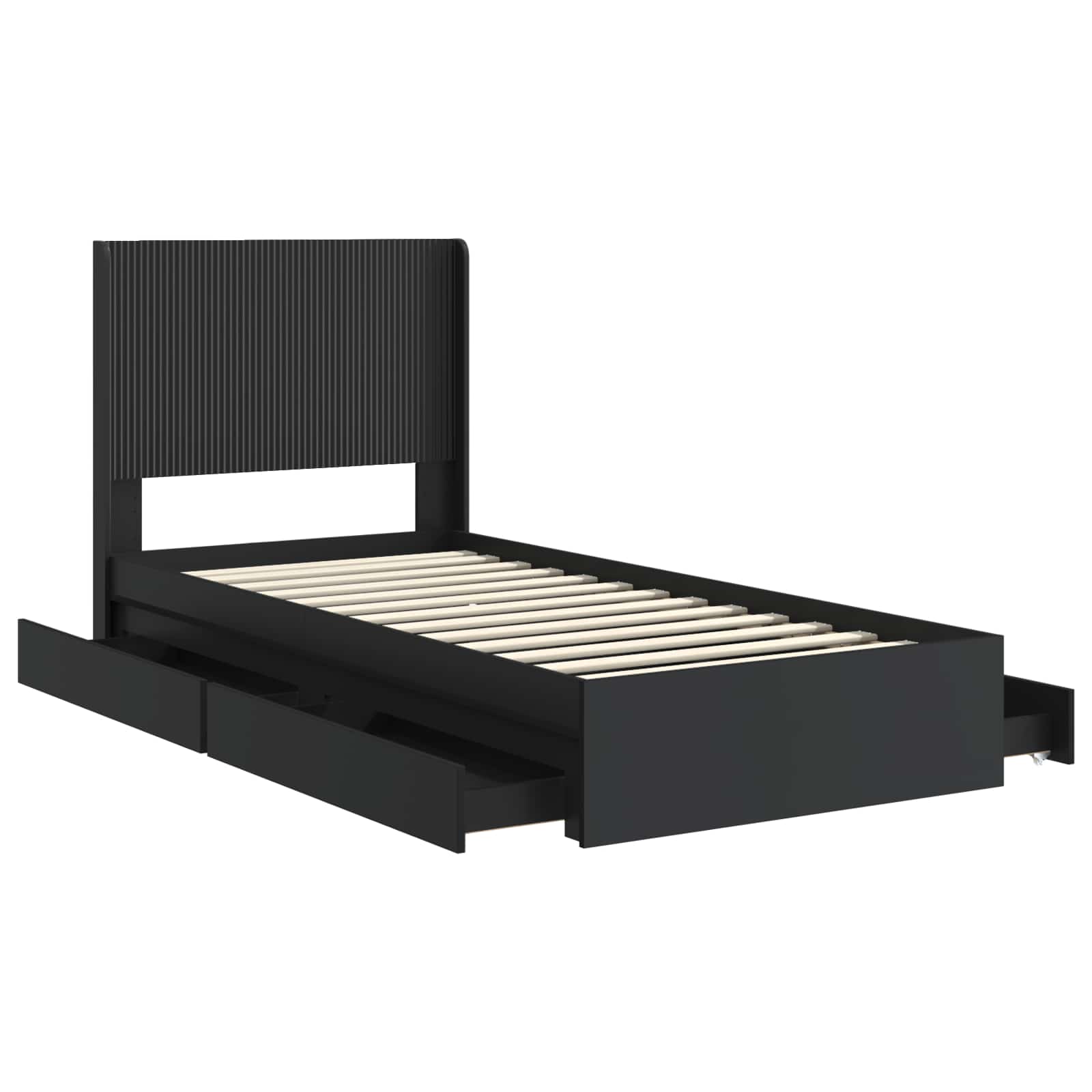 vidaXL Bed Frame with Storage and Headboard Black 90 x 190 cm 5