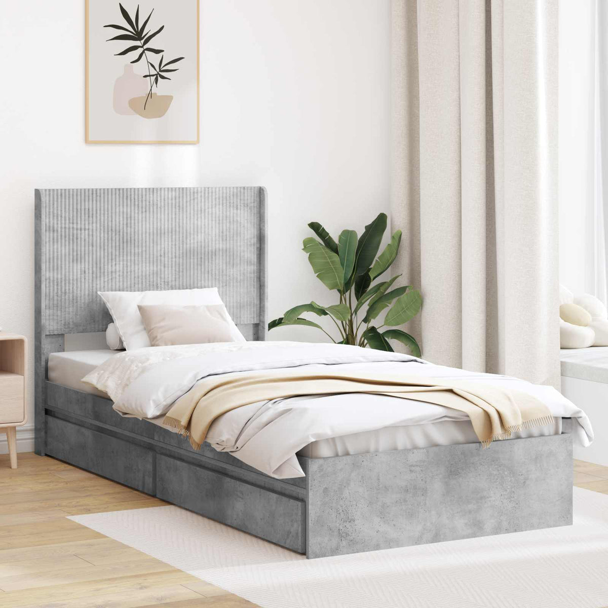 vidaXL Bed Frame with Storage and Headboard Length 190 cm
