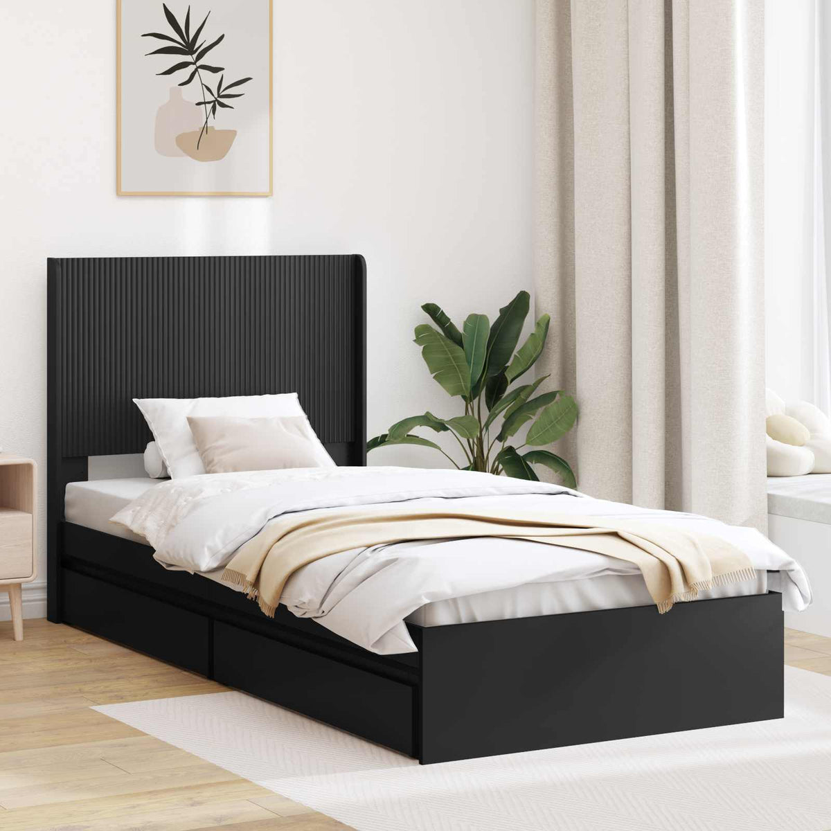 vidaXL Bed Frame with Storage and Headboard Length 190 cm