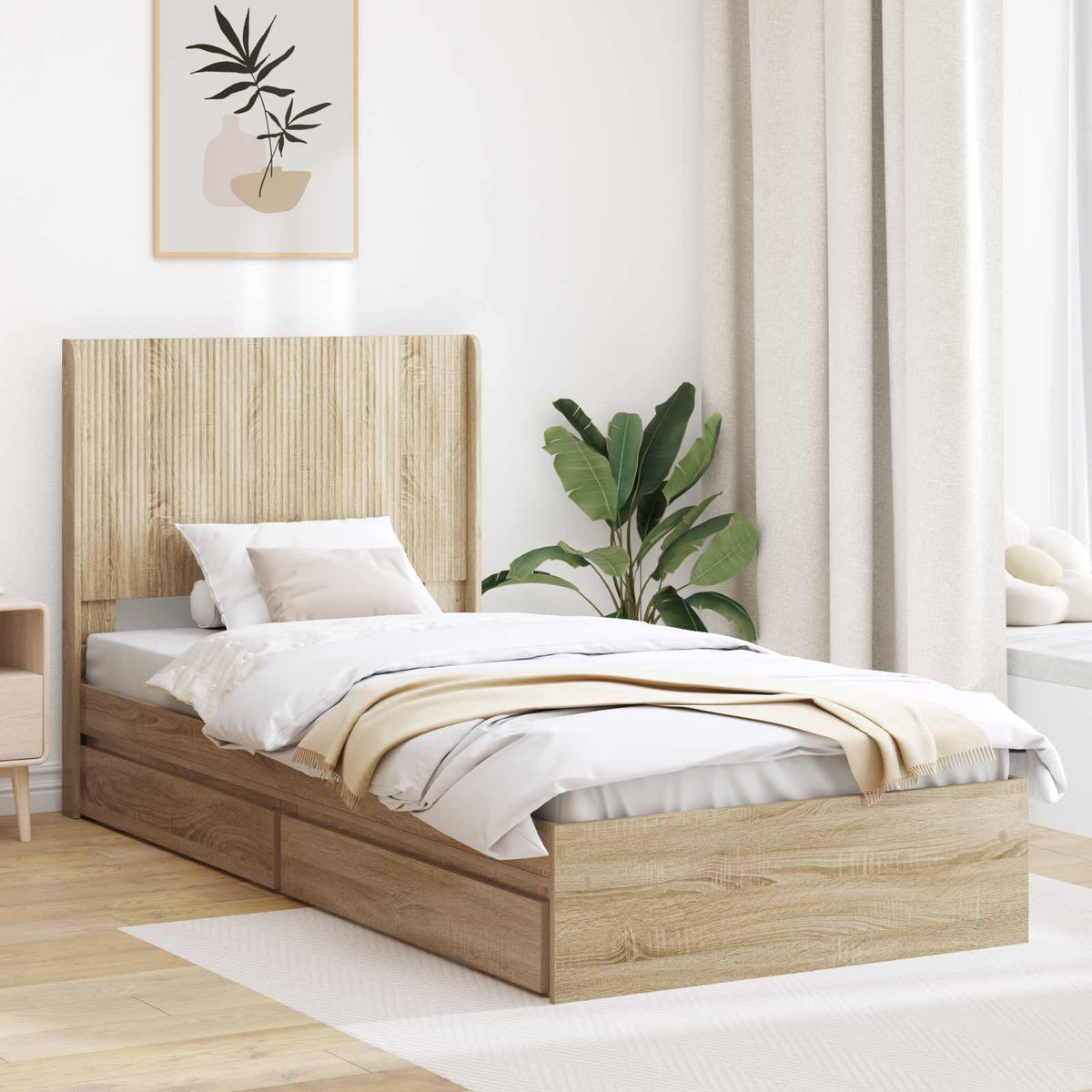 vidaXL Bed Frame with Storage and Headboard Length 190 cm