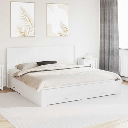 vidaXL Bed Frame with Storage and Headboard White Engineered Wood 1