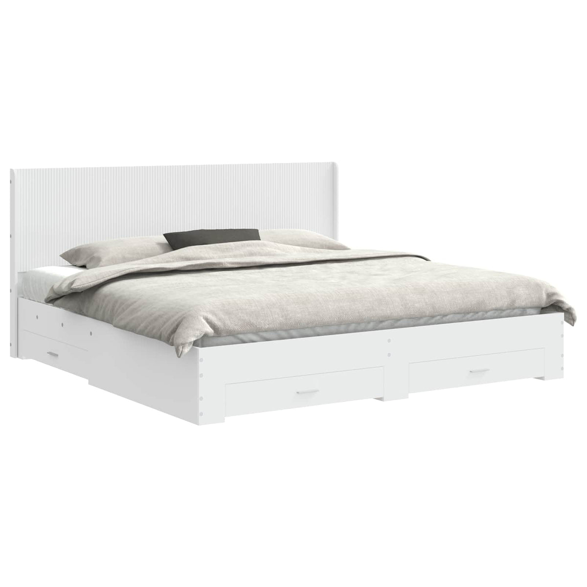 vidaXL Bed Frame with Storage and Headboard White Engineered Wood 2