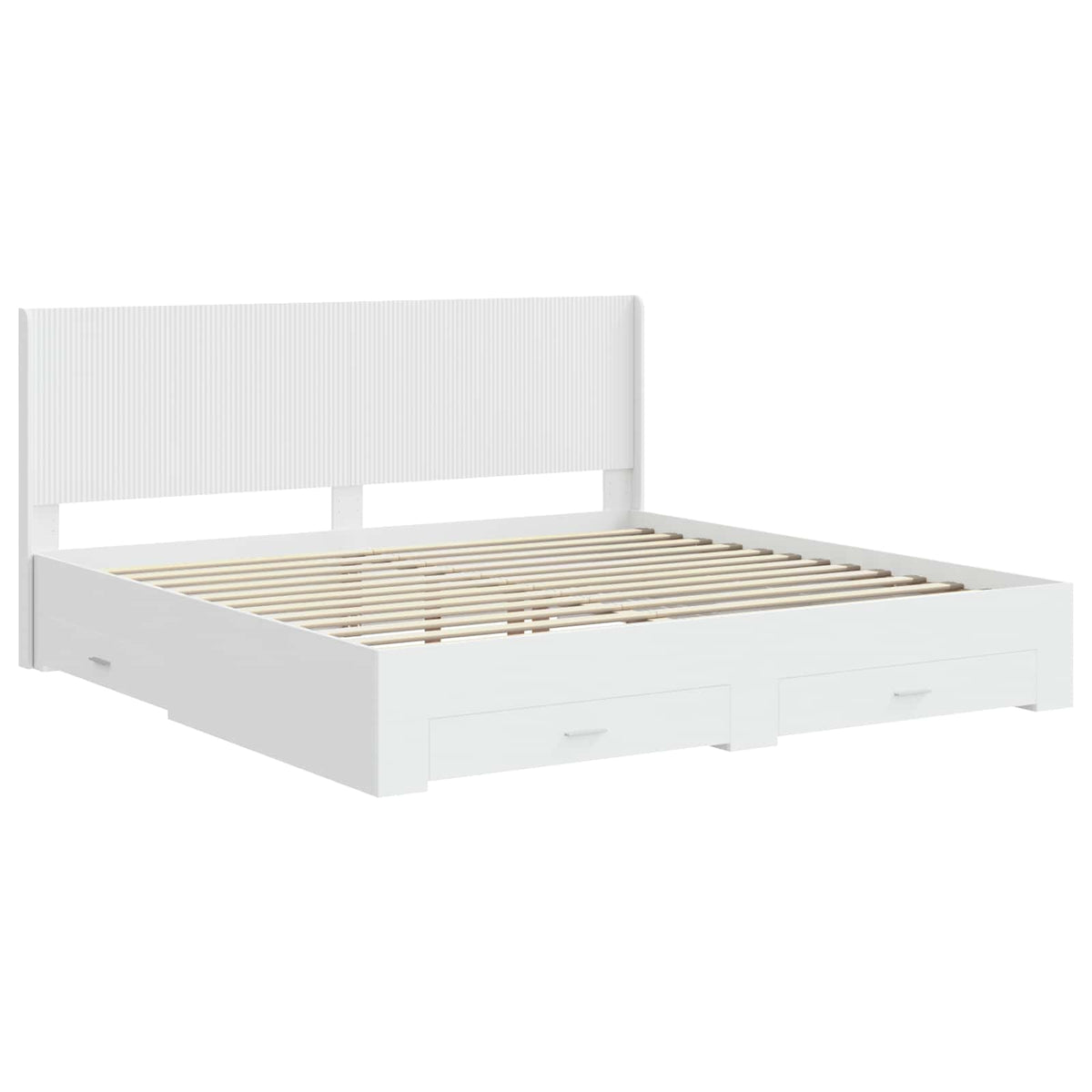 vidaXL Bed Frame with Storage and Headboard White Engineered Wood 4