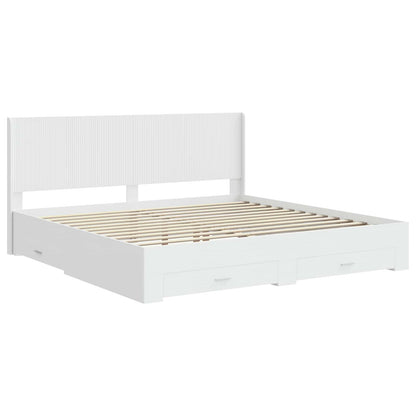 vidaXL Bed Frame with Storage and Headboard White Engineered Wood 4