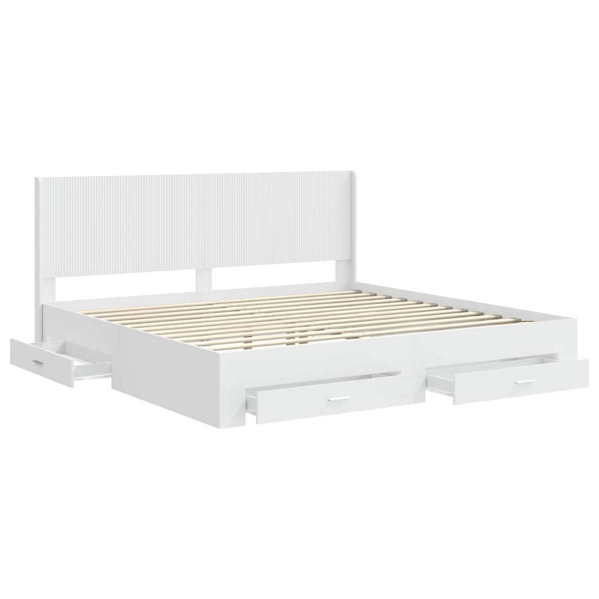 vidaXL Bed Frame with Storage and Headboard White Engineered Wood 5