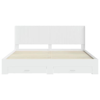vidaXL Bed Frame with Storage and Headboard White Engineered Wood 6