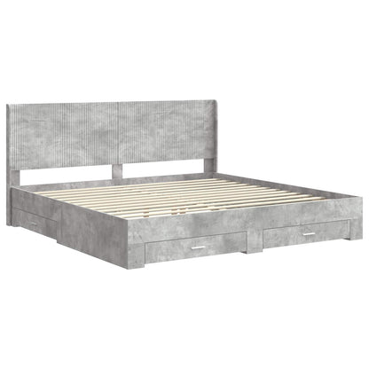 vidaXL Bed Frame with Storage and Headboard Concrete Grey 4