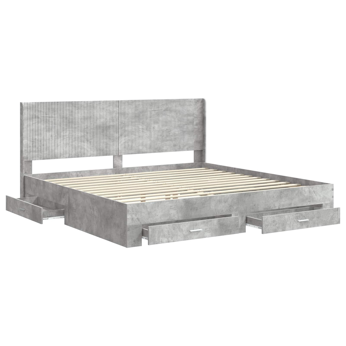 vidaXL Bed Frame with Storage and Headboard Concrete Grey 5