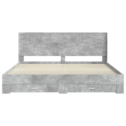 vidaXL Bed Frame with Storage and Headboard Concrete Grey 6