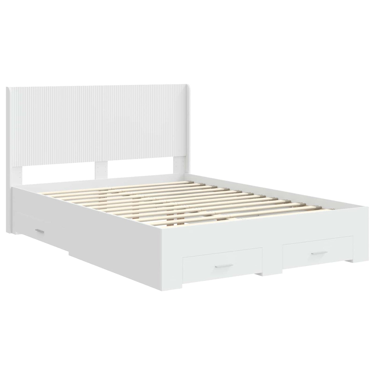 vidaXL Bed Frame with Storage and Headboard White Engineered Wood 4
