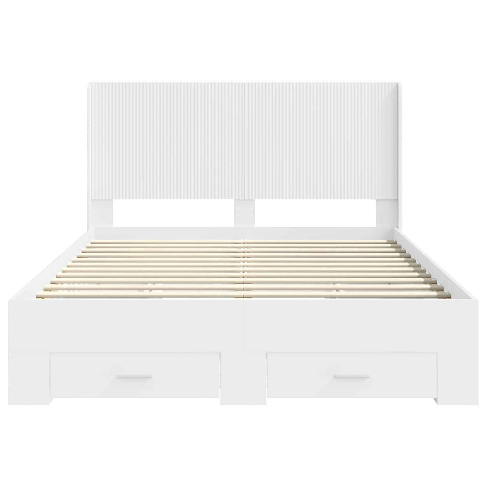 vidaXL Bed Frame with Storage and Headboard White Engineered Wood 6