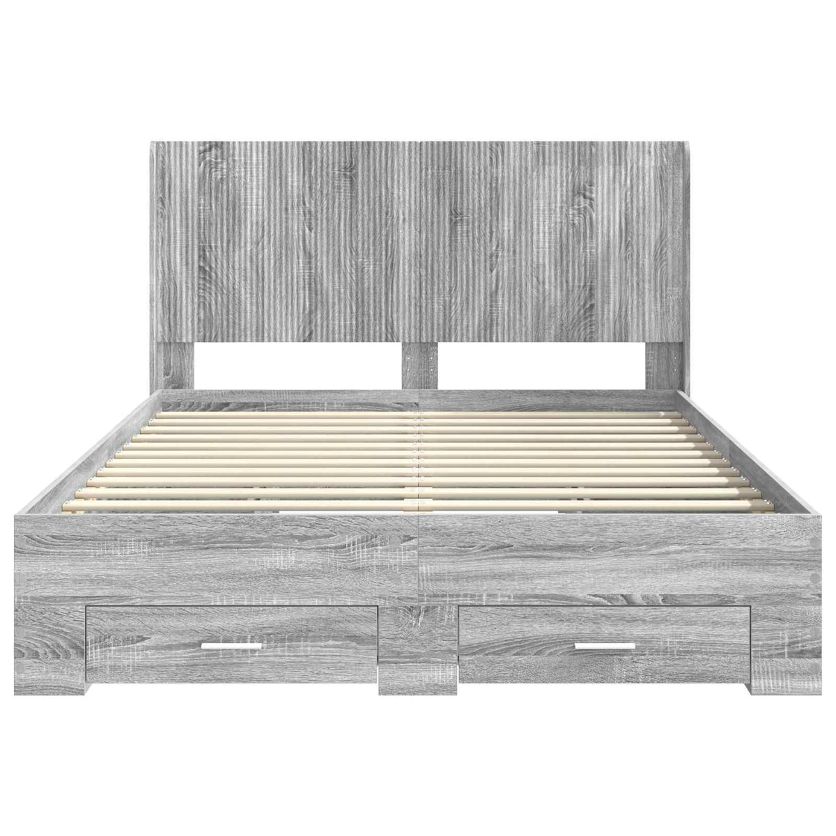 vidaXL Bed Frame with Storage and Headboard Grey Sonoma 6