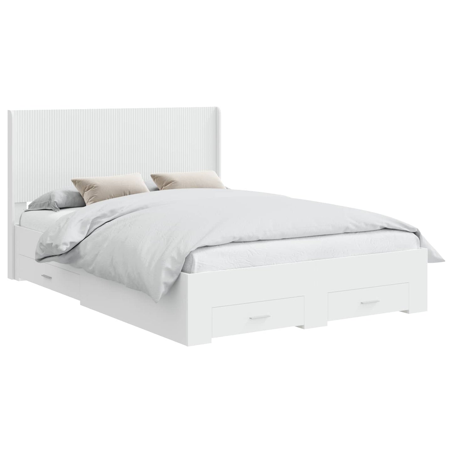 vidaXL Bed Frame with Storage and Headboard White Engineered Wood 2