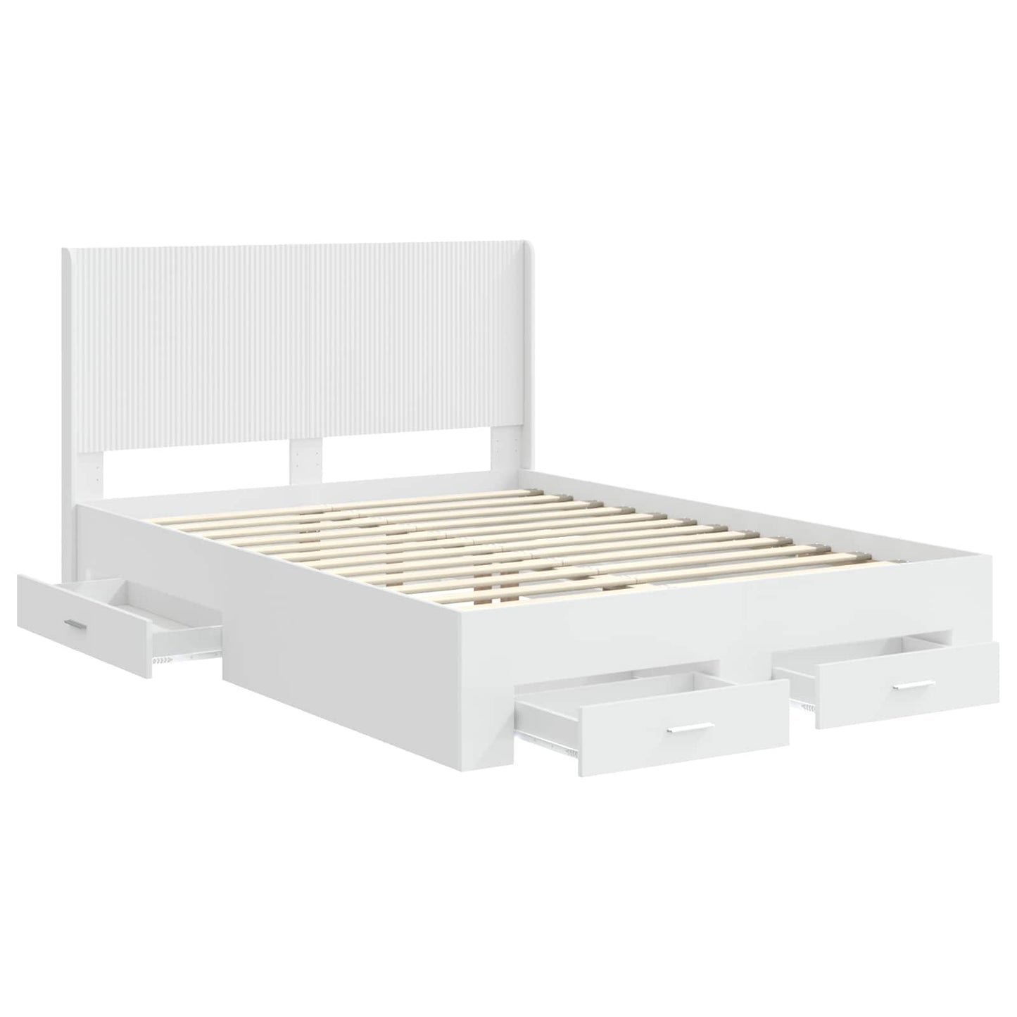 vidaXL Bed Frame with Storage and Headboard White Engineered Wood 5