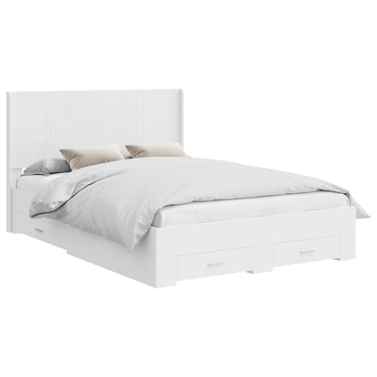 vidaXL Bed Frame with Storage and Headboard White Engineered Wood 2