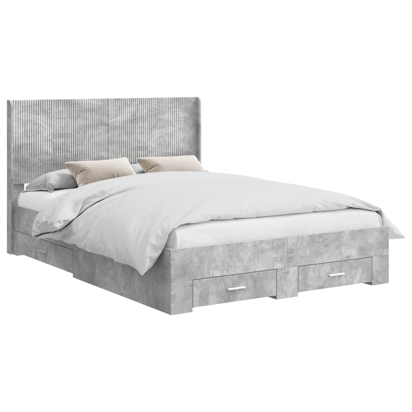 vidaXL Bed Frame with Storage and Headboard Concrete Grey 140 x 190 cm 2
