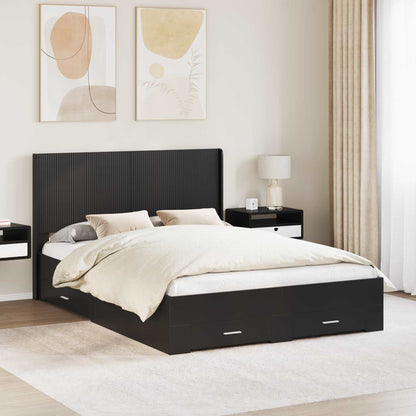 vidaXL Bed Frame with Storage and Headboard Black 135 x 190 cm 1