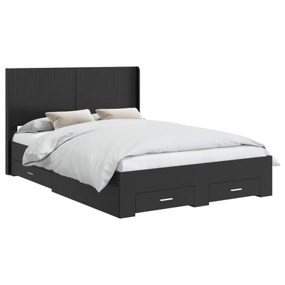 vidaXL Bed Frame with Storage and Headboard Black 135 x 190 cm 2