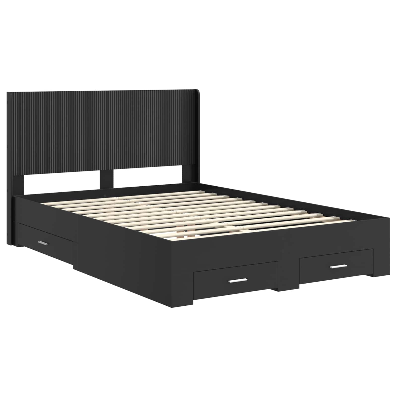 vidaXL Bed Frame with Storage and Headboard Black 135 x 190 cm 4