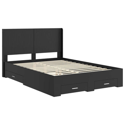 vidaXL Bed Frame with Storage and Headboard Black 135 x 190 cm 4