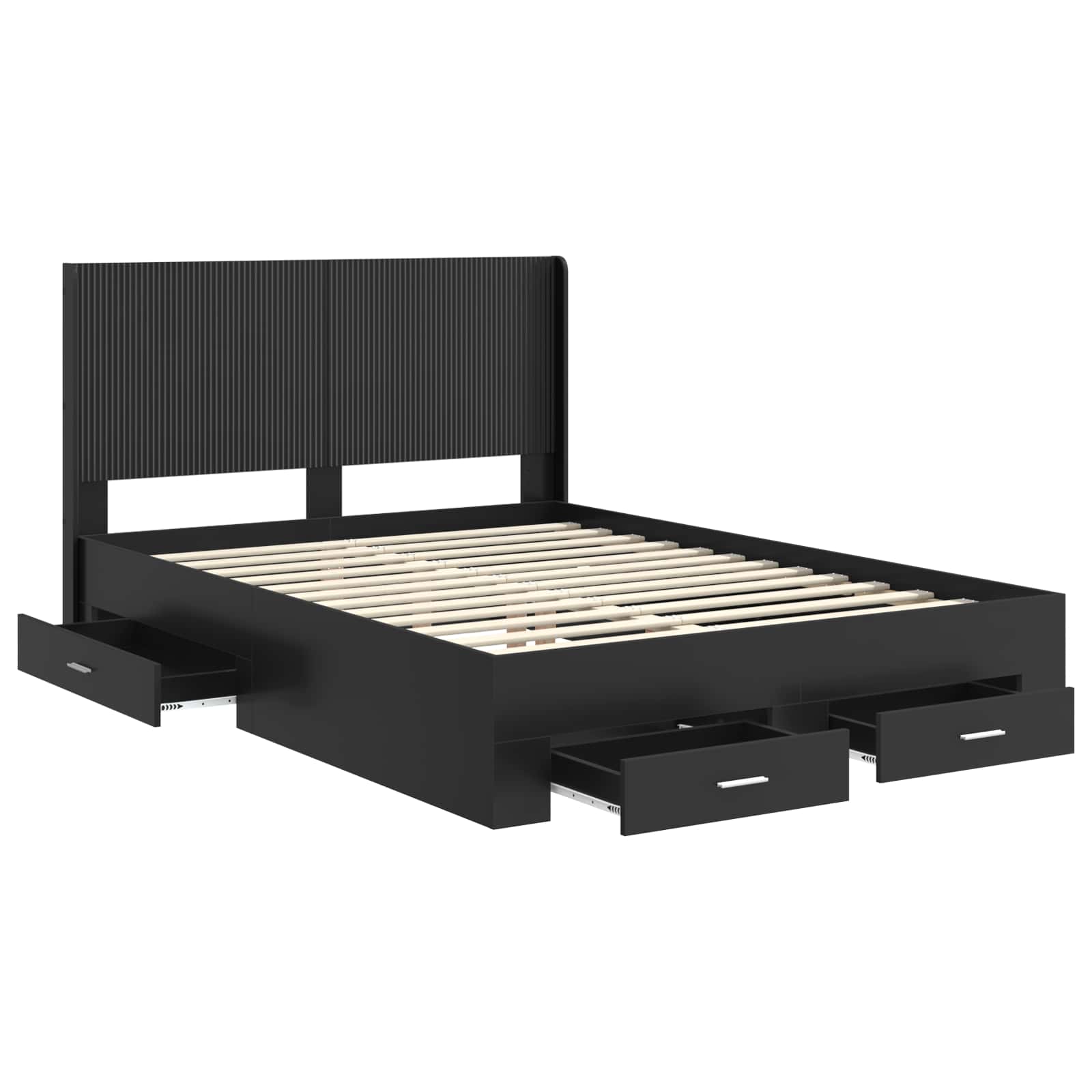 vidaXL Bed Frame with Storage and Headboard Black 135 x 190 cm 5