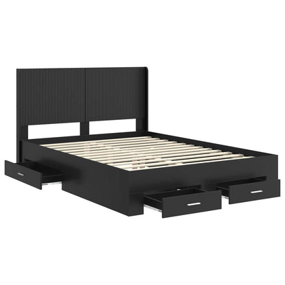 vidaXL Bed Frame with Storage and Headboard Black 135 x 190 cm 5