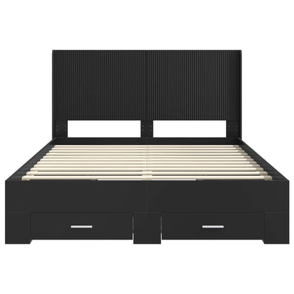 vidaXL Bed Frame with Storage and Headboard Black 135 x 190 cm 6